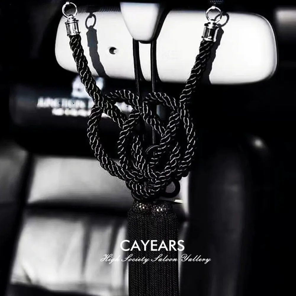 Cayears JDM JP Junction Produce Luxury Kin Tsuna Rope Kintsuan VIP Balck Fusa Kiku Knot For Car Rearview Mirror Chinese Mascot