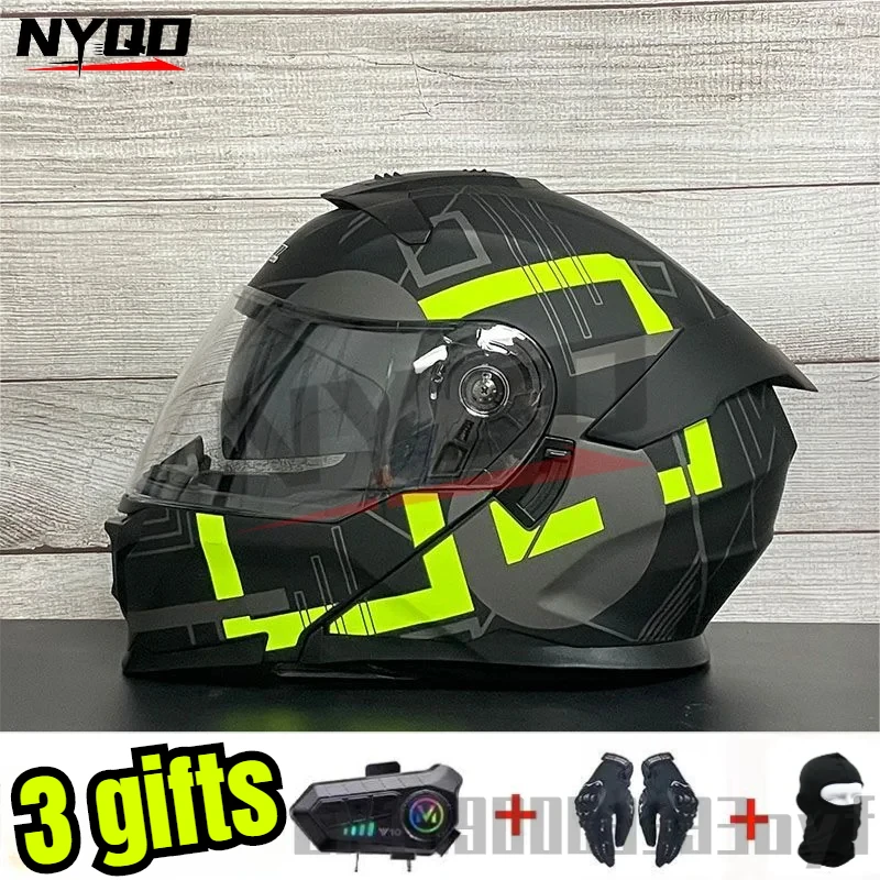 

Jiekai Motorcycle Professional Racing Flip Up Helmet ABS Material Modular Dual Lens Bluetooth Helmets DOT Certification