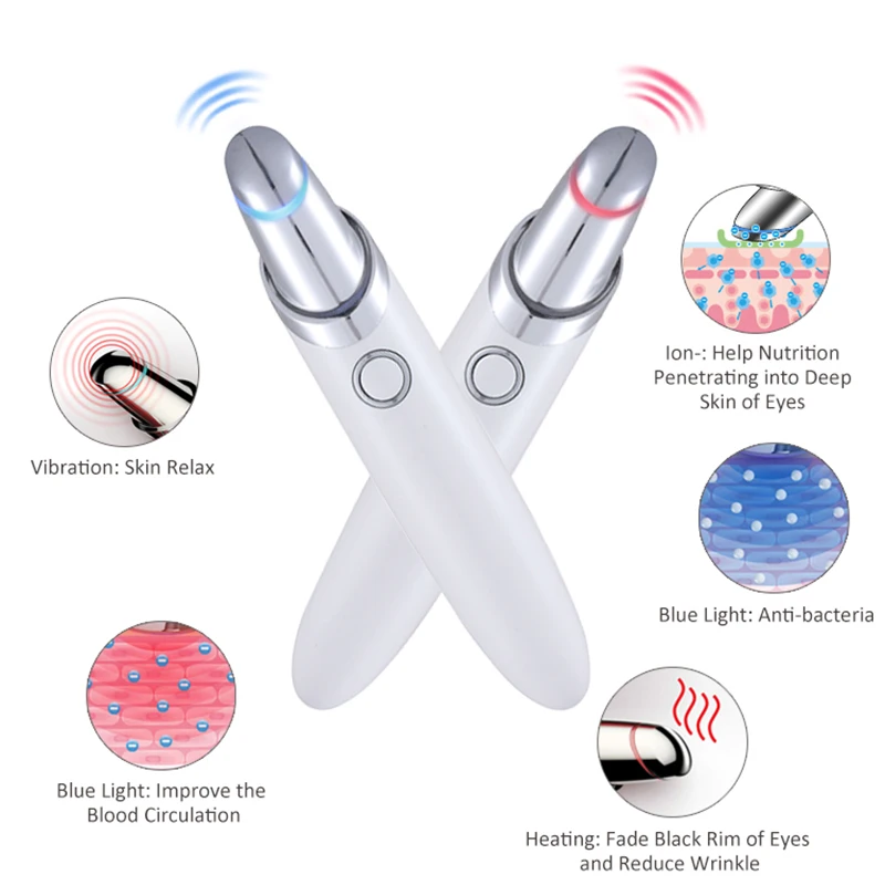 Beauty Multifunction Anti-wrinkle Device Therapy Tool Private Label Therapeutic Electric Heat Eye Massager Pen