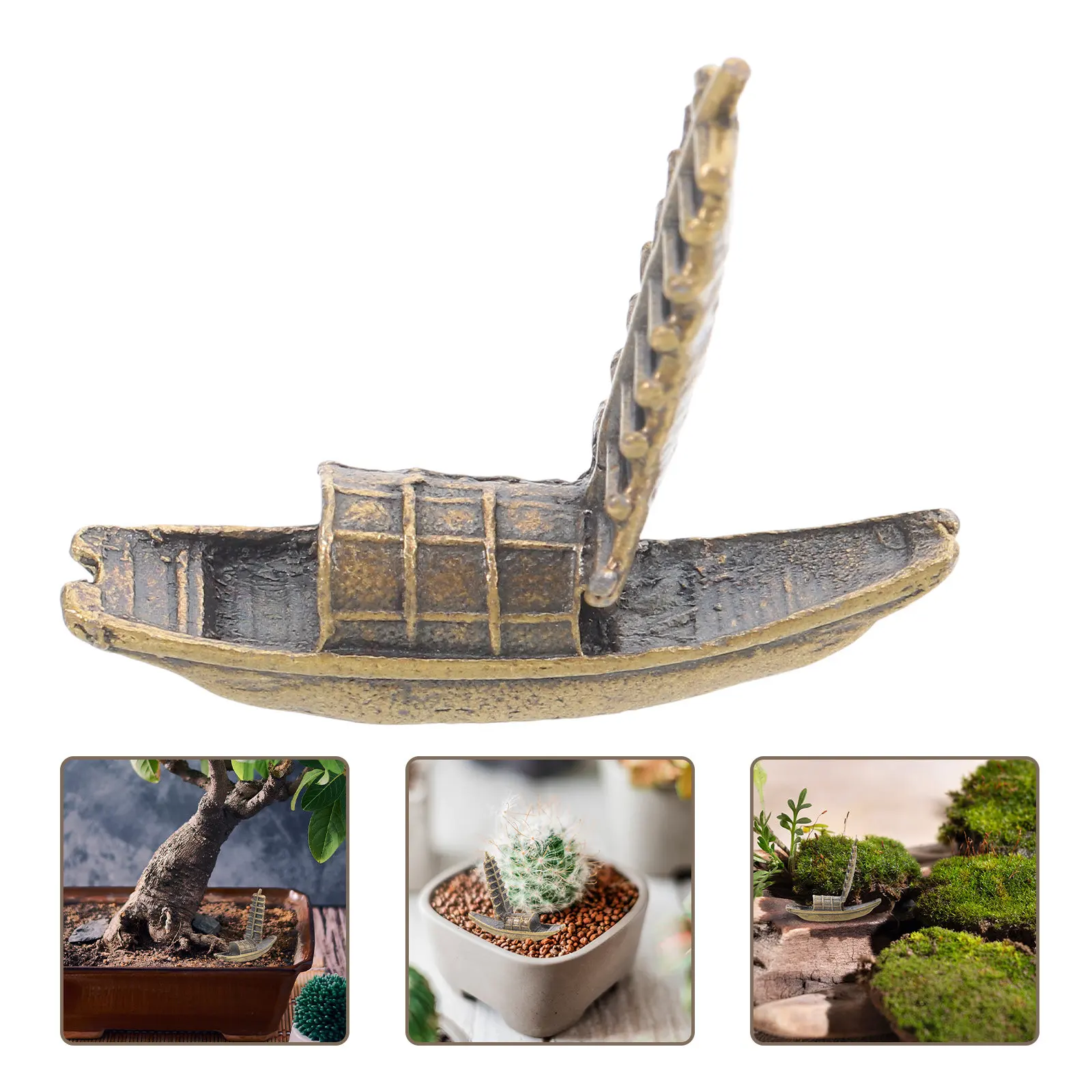 Miniature Boat Accessories Vintage Sailboat Ornament Compact Rustic Dollhouse Garden Desktop