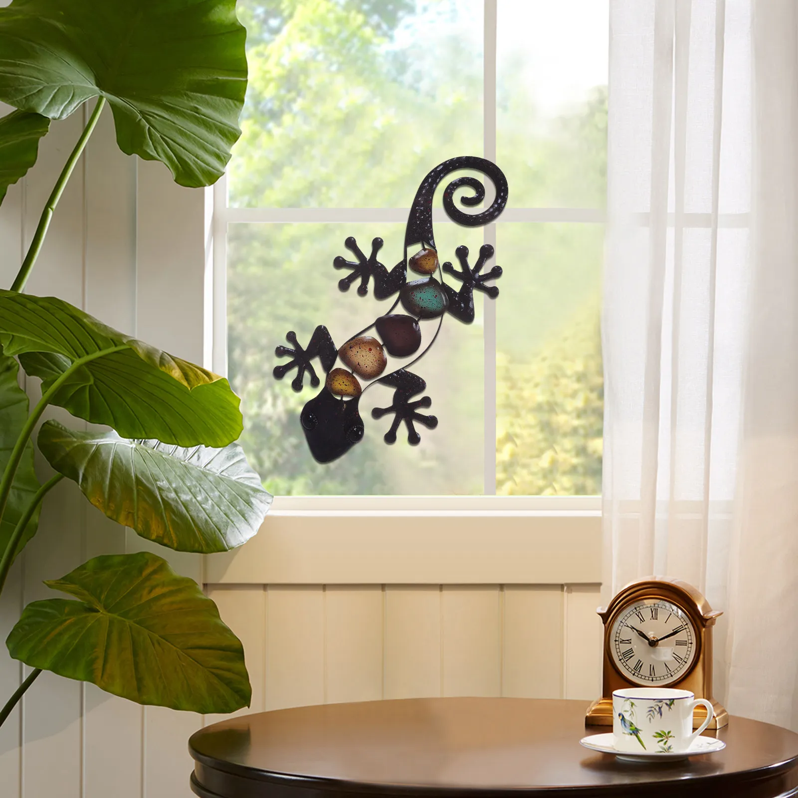 

1 шт. Декоративная подвеска в форме геккона из железа для интерьера и экстерьера, настенное украшение для гостиной и спальни, металлическое настенное панно