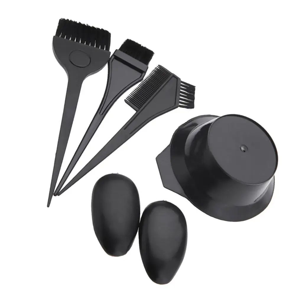1Set Hair Coloring Comb Set Including 2 Brushes 1 Comb 1 Bowl and Earmuffs Professional DIY Hairdressing Tint Kit for Salon and