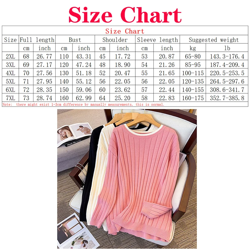 100/150/175kg Large Size Women Clothing Women Bust 150/160cm Loose Pullovers Thickened Knitted Sweaters 6XL 7XL Sueters De Mujer