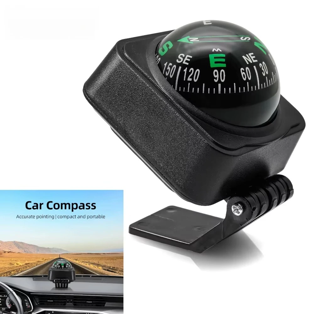 Portable Outdoor Hiking Car Compass Navigation Dashboard Ball Shaped For Boat Vehicle Cycling Direction Pointing Guide
