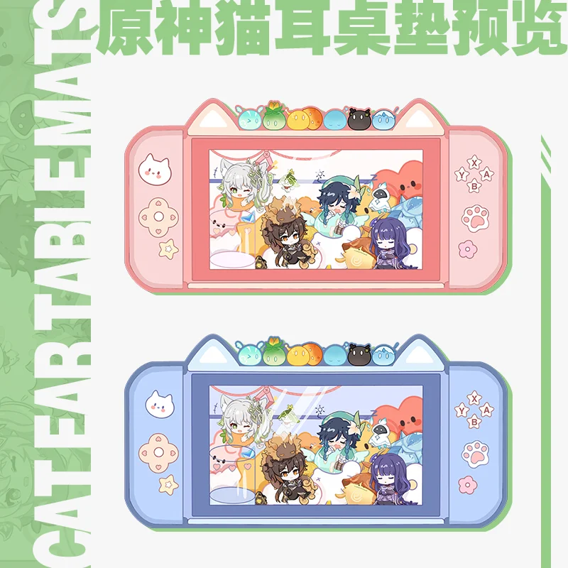 

Anime Genshin Impact series Cosplay 76X37CM Shaped table mat with cat ears Oversized Mouse Rubber Pad placemat Gel