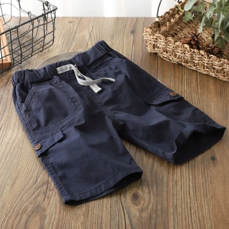 Boys' Summer Soft Stylish Comfortable Breathable Lightweight Pure Cotton Casual Loose Five-point Shorts