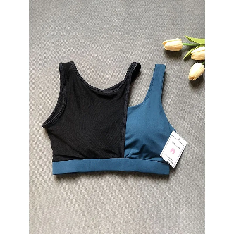 Krisnanas Damskie Koszulki do Jogi 2025 Odzież Wierzchnia Patchwork Siateczka Oddychająca Ażurowa Łączona Koszulka Sportowa na Siłownię dla Kobiet 119457