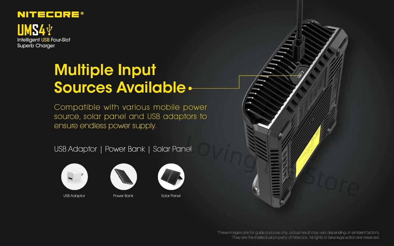 NITECORE Charger UMS2 UMS4 Lithium Battery USB Charger Smart Charger Battery Fast Charging Paired with Battery