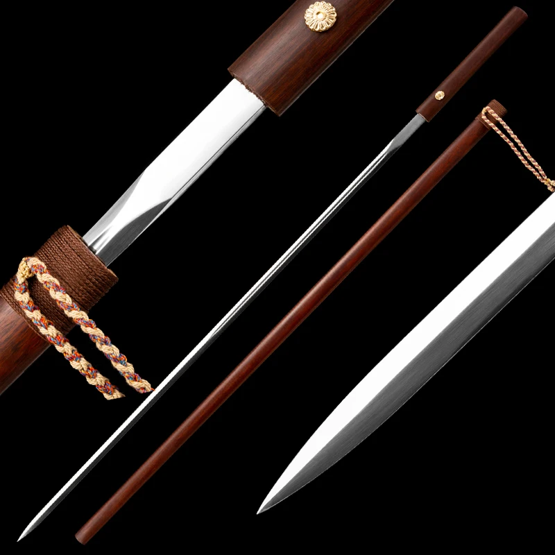 Espada Rapier Thinner Shirasaya, Espadas Chinas con Hoja de Acero Inoxidable 3Cr13MOV, Decoración con Accesorios de Latón y Madera de Ébano, Colección