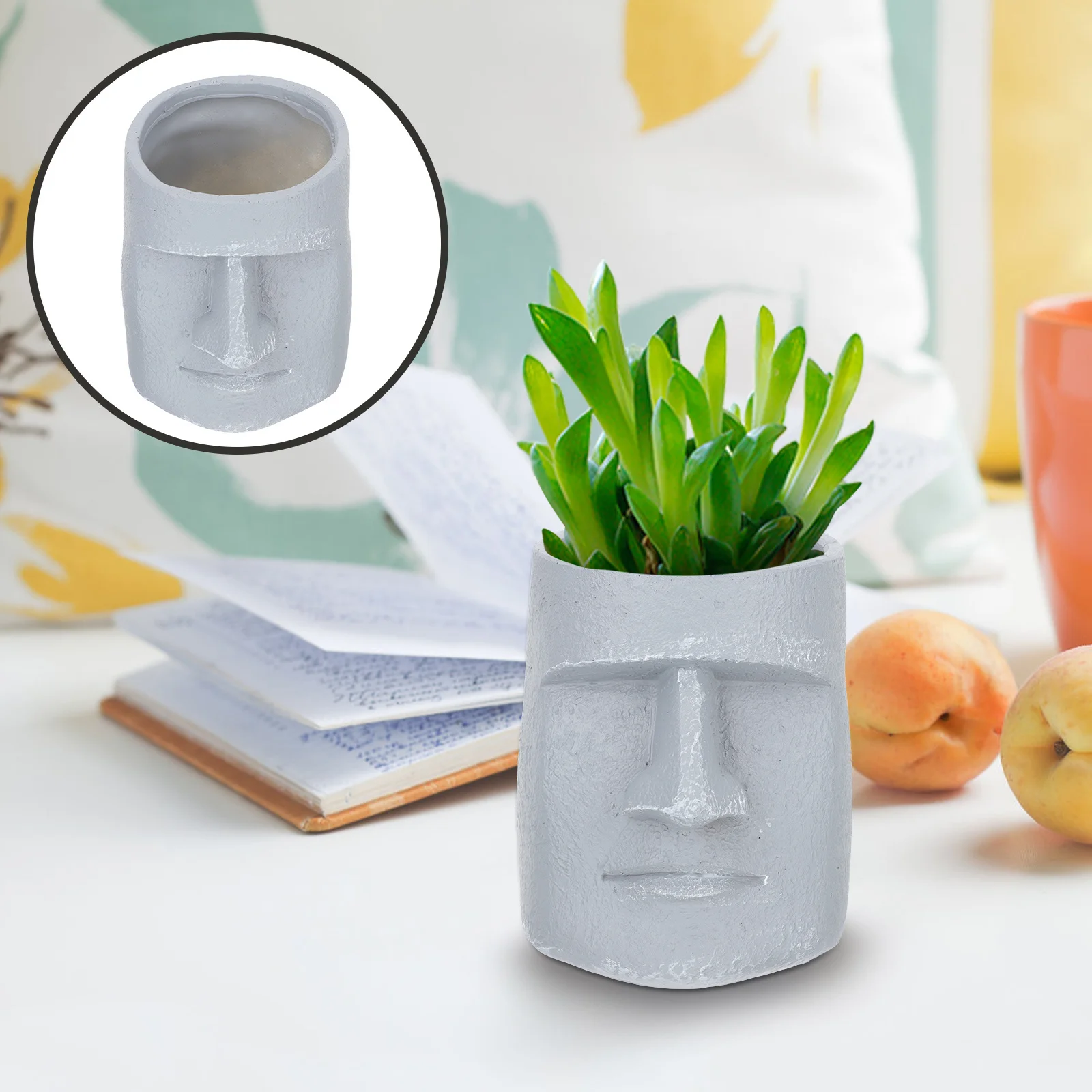 تمثال حجري زارع زهور الراتنج حديقة زخرفة داخلي في الهواء الطلق حاوية نباتية تصميم الوجه ديكور المنزل الديكور