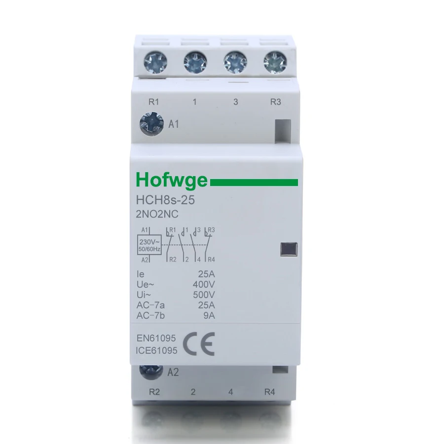 HCH8s-25 DC Contactor 4P 16A 25A 4NO 2NO2NC DC12V DC24V Automatic Householdr Contactor Din Rail Type