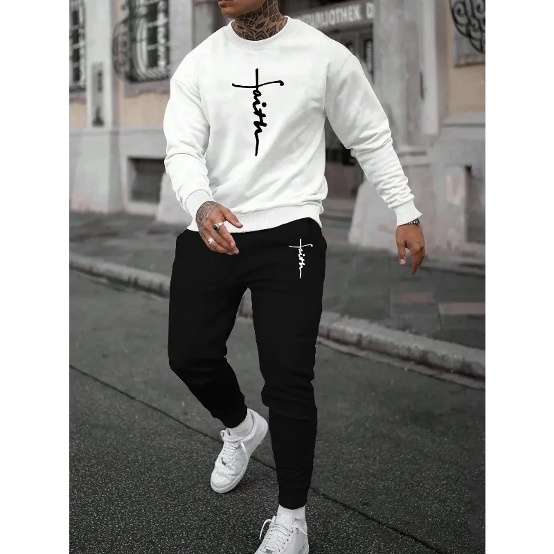 

Hot Sales Mens Tracksuit Printing Sweatshirt Jogging Sweatpants Casual Sports Tops Pants Man Clothing Street Hip Hop Sportswear