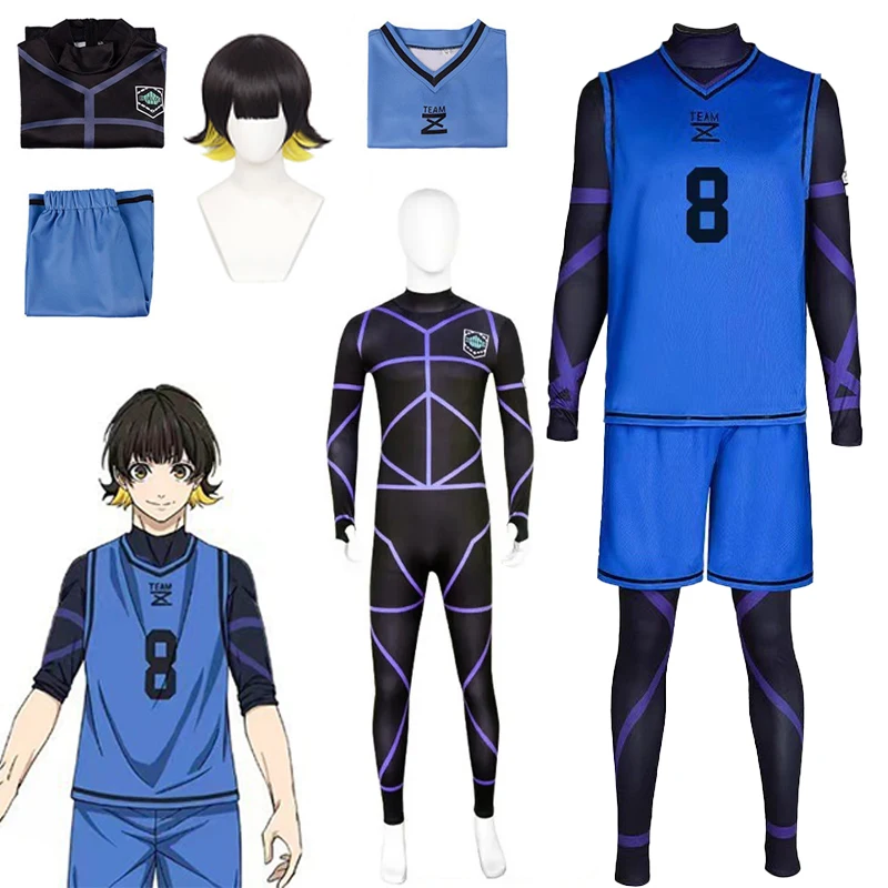 

Anime Blue Lock Bachira Meguru Cosplay Costume Football Jersey Sportswear Uniform Bodysuit Halloween Christmas Party Clothes