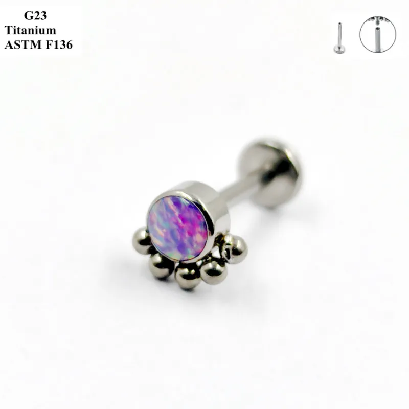 G23 Titanium Fashion Earrings Inlaid With Exquisite Zircon And Opal Classic Women\'s Earpiece Ear Cartilage Nail Piercing Jewelry