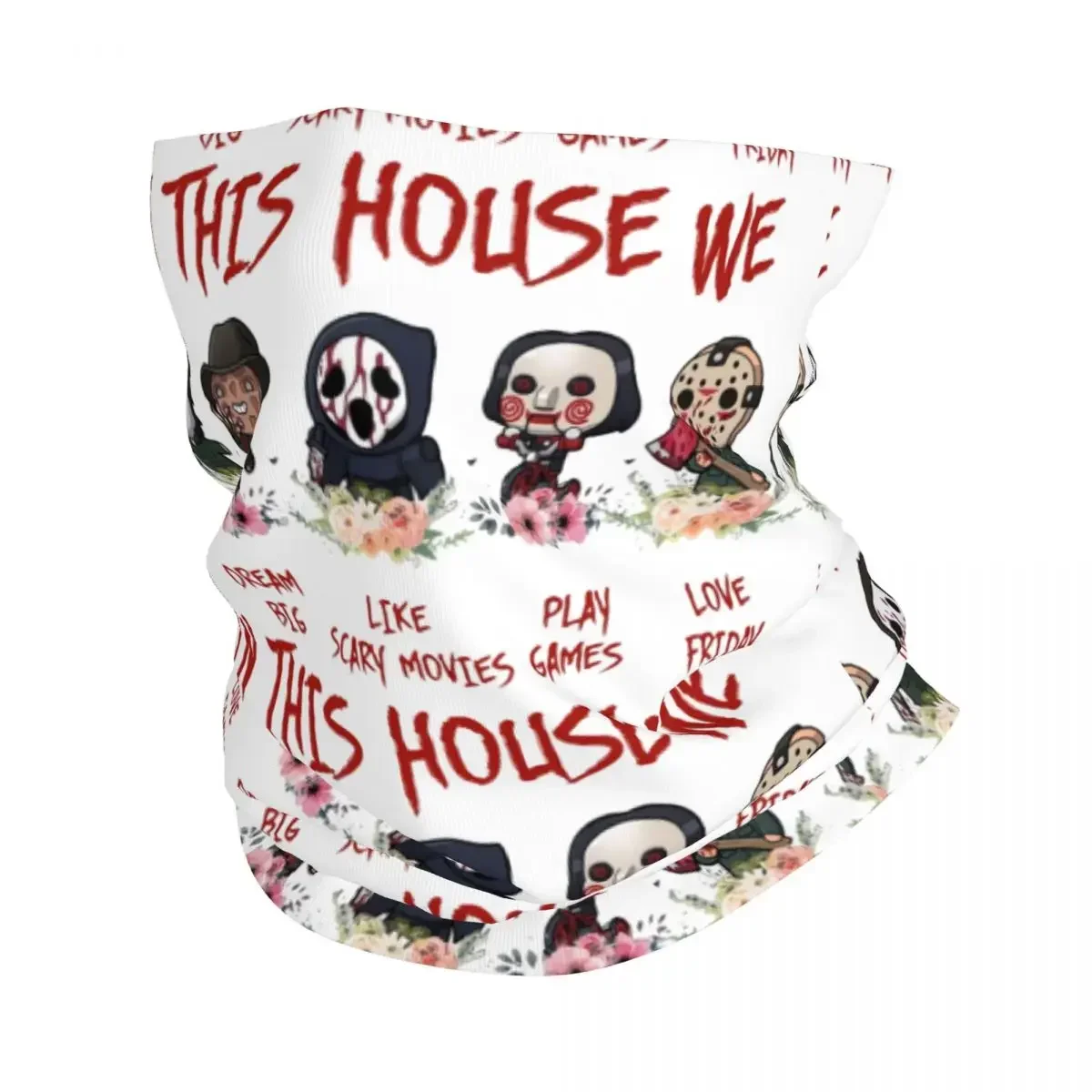 

Halloween Horror Movie Character Bandana Neck Gaiter UV Protection Face Scarf Cover Women Men Headwear Tube Balaclava