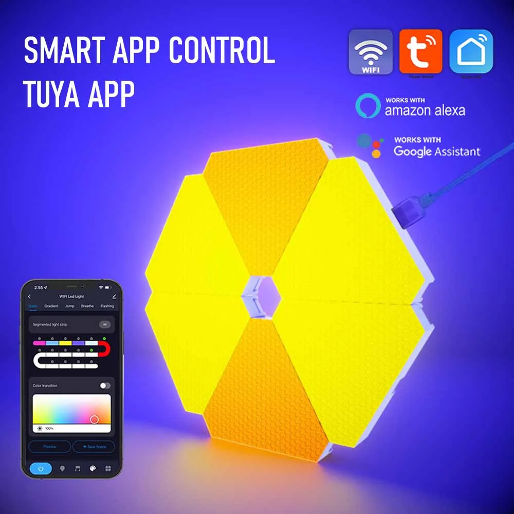 WIFI Smart LED triangolo luce notturna ambientale RGB applique da parete TUYA APP dimmerabile controllo vocale sala giochi TV sfondo camera da letto Decor