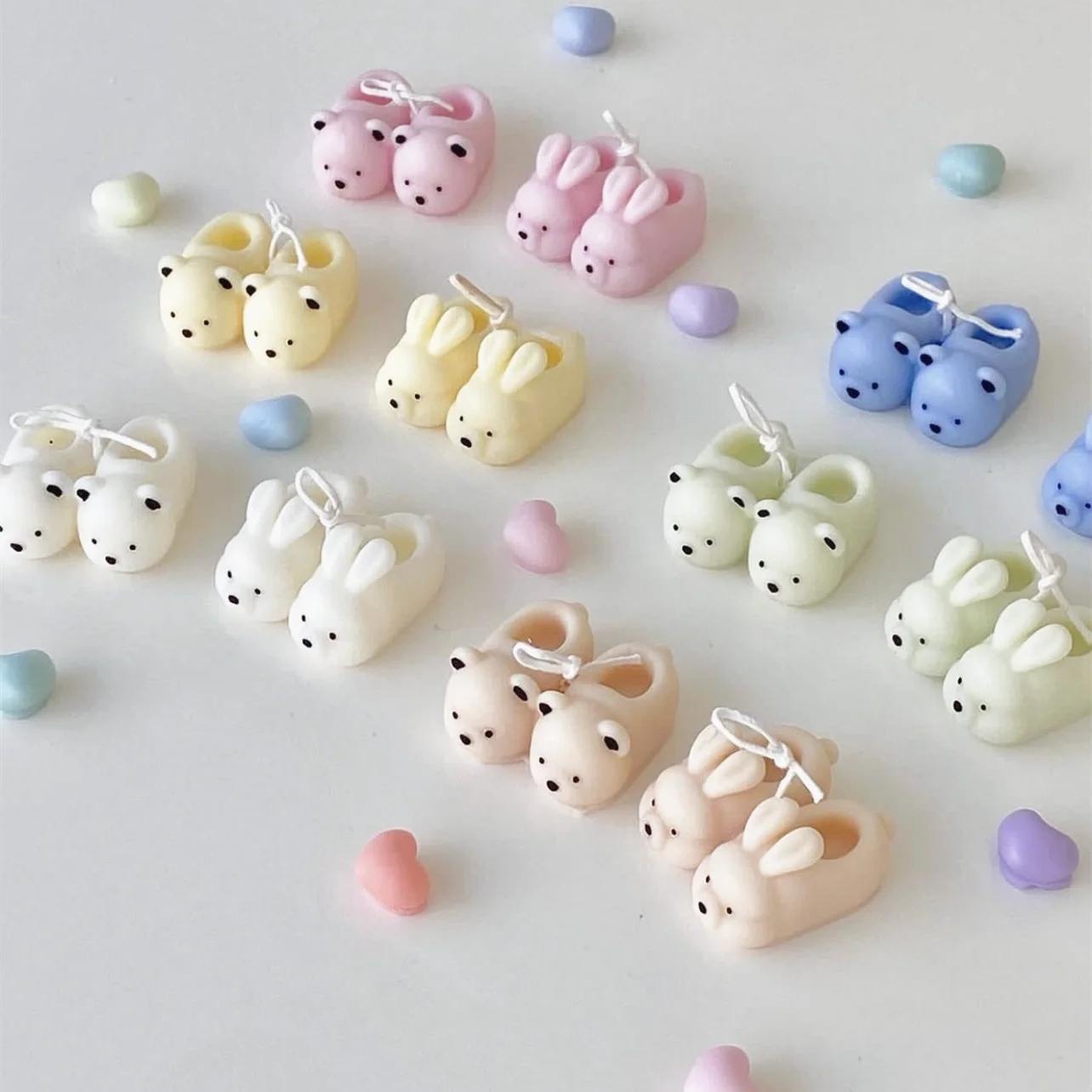 Cute Bear Slippers Rabbit slippers shape silicone Mold for Candle Making DIY Cute Soap Mold Fondant Cake Mold Christmas Mold