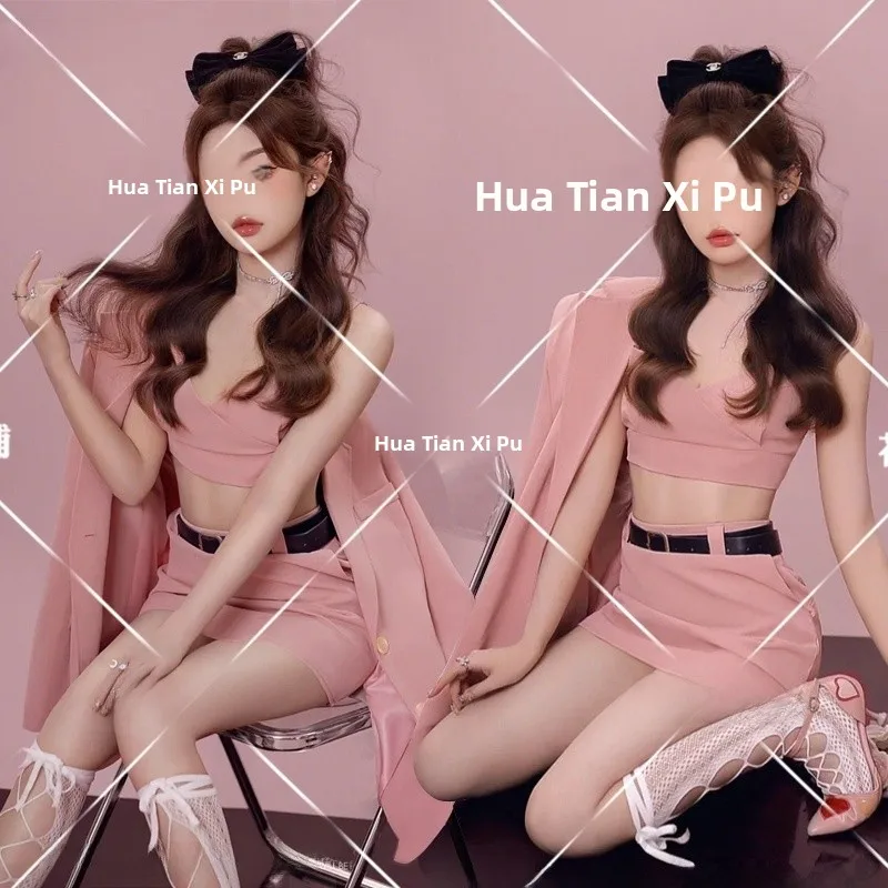 

Pink Suit Photography Costume Sweet Atmosphere Magazines Style Art Photo Shooting Clothing for Studio New Korean System