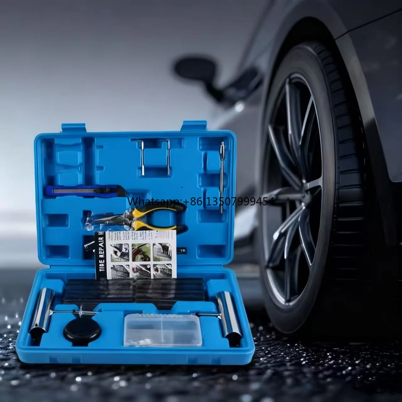 

Hot Selling 68-Piece Portable Quick Emergency Tubeless Tire Repair Tool for Car Motorcycle Truck