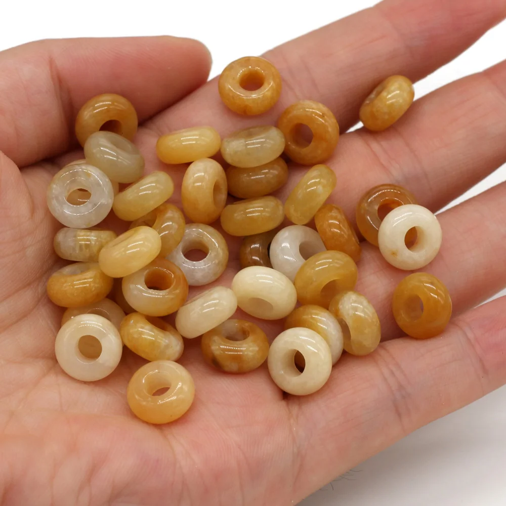 20pcs/lot Fashion Abacus Shape Natural Stone Beads Big Hole Loose Beads for Making  Jewelry Necklace Size 5x10mm Hole 4mm