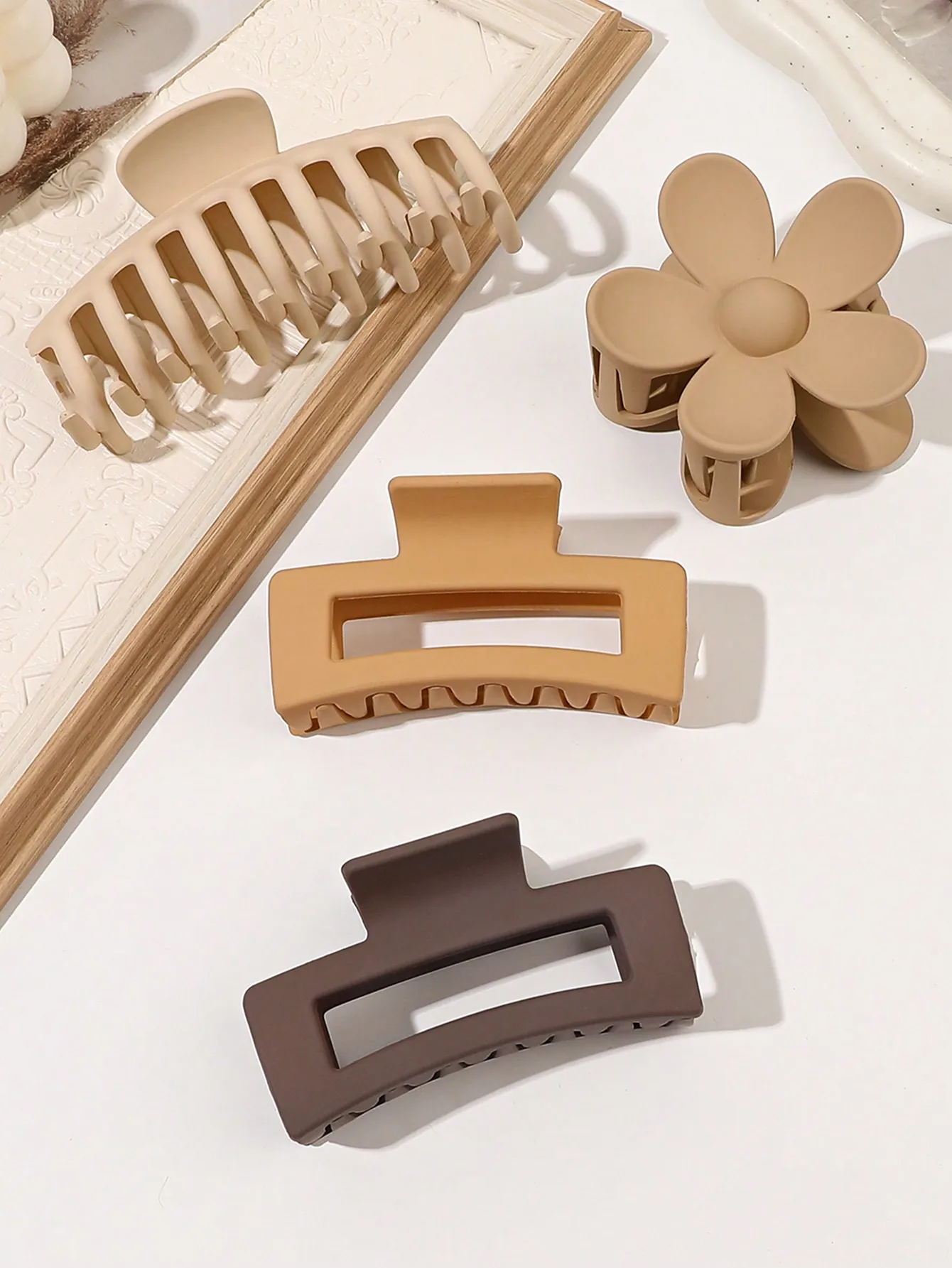 4 Stück klassische schwarze Haarklammern in verschiedenen Stilen, Blumenquadrat, große Haarnadeln, rutschfeste Haar-Accessoires für Frauen, dickes Haar – Detail 13