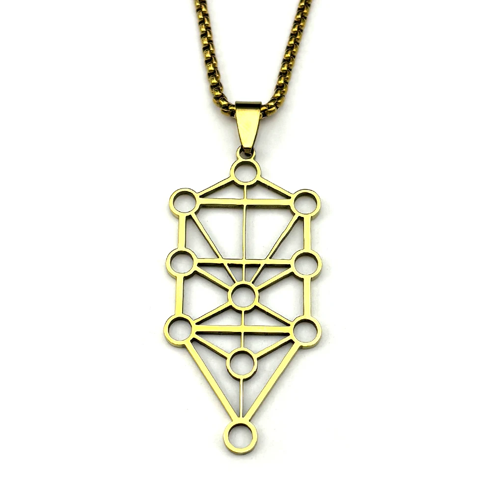Yoga Kabbalah Sephirot Chakra Baum des Lebens Anhänger Halskette für Frauen Cabala Edelstahl Gold Farbe Hohlkette Schmuck – Detail 4