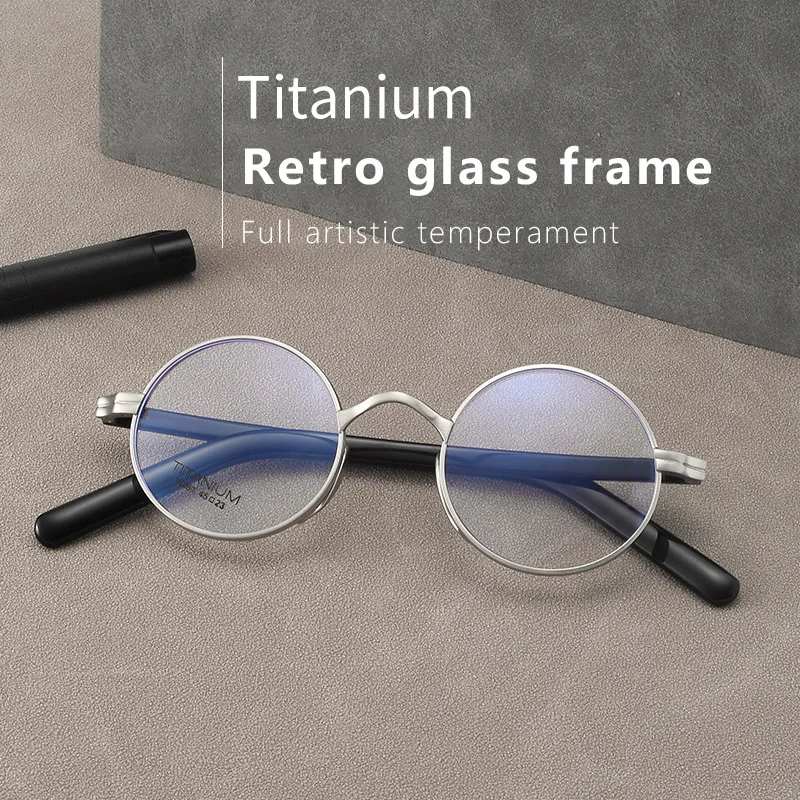 

Optical Retro Round Pure Titanium Glasses Frame Men Women men's Eyeglasses Frames Eyewear Myopia Prescription Glasses