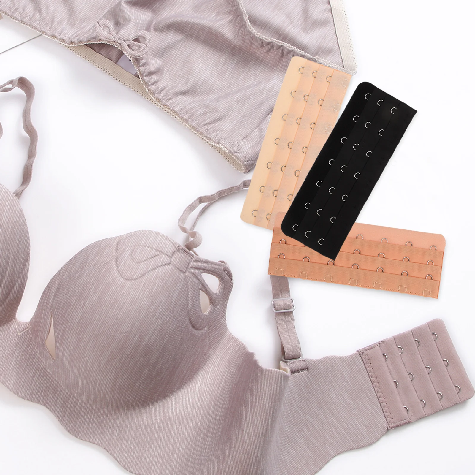 4 pçs extensores de sutiã 7 ganchos confortável respirável aço inoxidável poliéster feminino plus size espartilho extensor extensores de sutiã 7 gancho