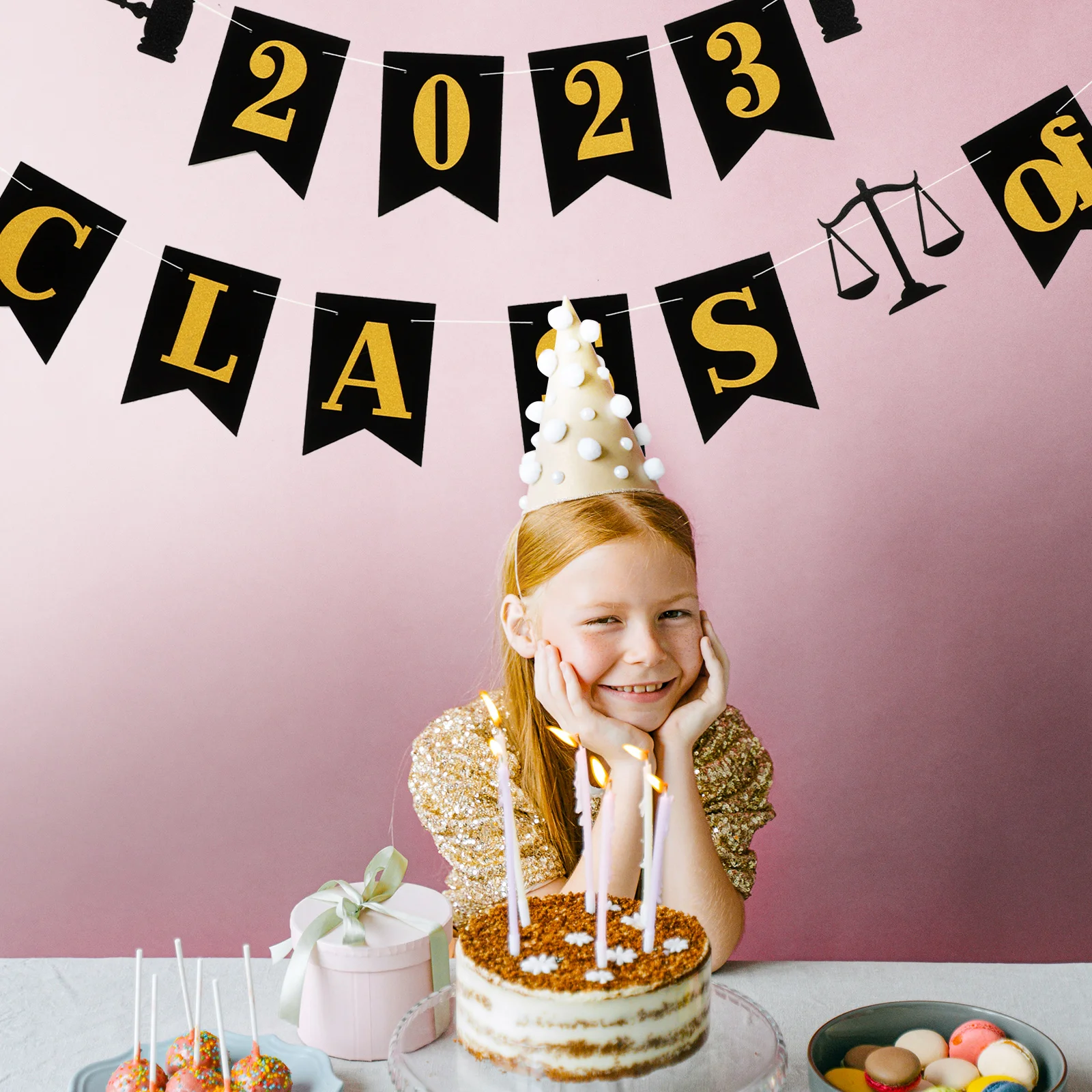 

Graduation Party Decoration 2023 Grads Congrats Banner Yard Bunting Hanging Photo Prop Background Latte Art Cake