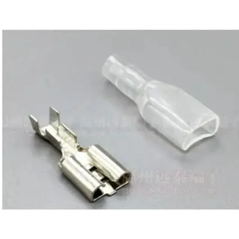50pairs  Pluggable copper connectors 6.3 plug spring terminal female connector plug spring jacket