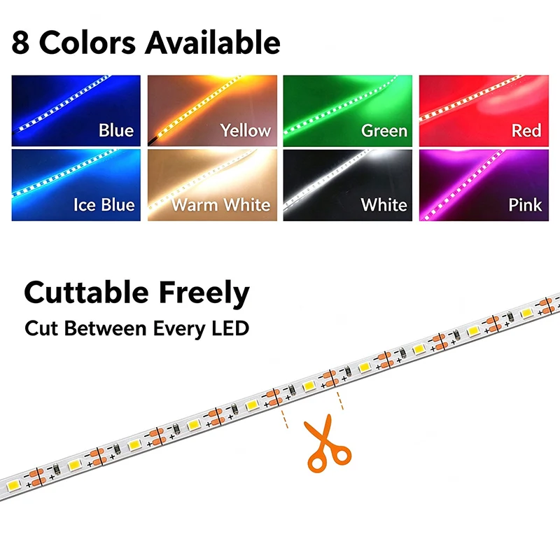 5M Roll Soft LED Light Strip, 3V/3.7V/5V Cuttable, Warm/White/Neutral Light, DIY Lighting Decor Toy Gift, Non-Waterproof