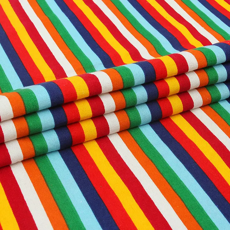 Breathable Colorful Striped Canvas Fabric By Meters for Car Decoration Tablecloth Sewing Fashion Sofa Textile Anti-wrinkle Droop