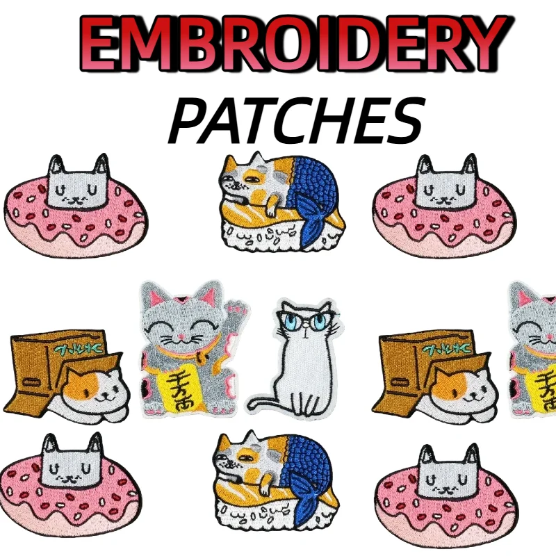 

Cartoon Burnt Edge Boundless Cloth Sticker Donut Cat Lucky Cat Box Cat Adhesive Clothing Accessories Patches Patch Anime Pride
