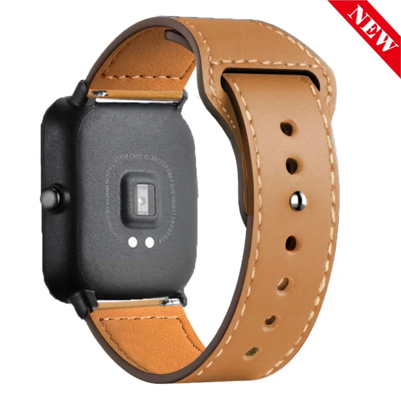 Leather Watch band For Amazfit GTS 4/3/2/2e/GTS2 Mini/GTR 4/3 Pro/2/2e/stratos 3 strap Bracelet Amazfit bip-U-S-lite 20mm/22mm