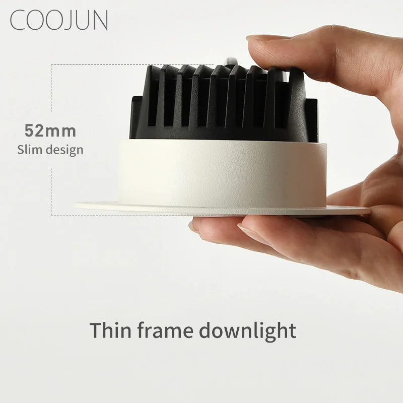 COOJUN สมาร์ท LED หรี่แสงได้ดาวน์ไลท์ Rimless 7วัตต์12วัตต์12วัตต์ Minimalist ห้องนอนห้องนั่งเล่น Downlight