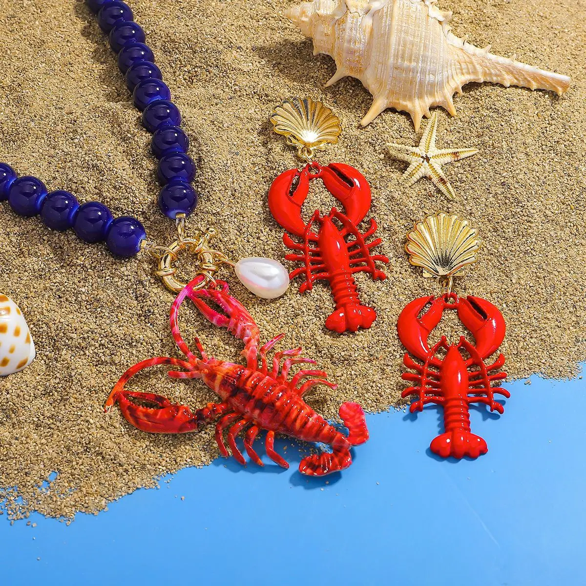 Boho-Halsketten aus Acryl mit Wassertropfen-Perlen für Frauen, übertrieben, handgefertigt, geometrischer Anhänger, Halsband, Urlaub, Strand, Schmuck, Geschenke – Detail 9