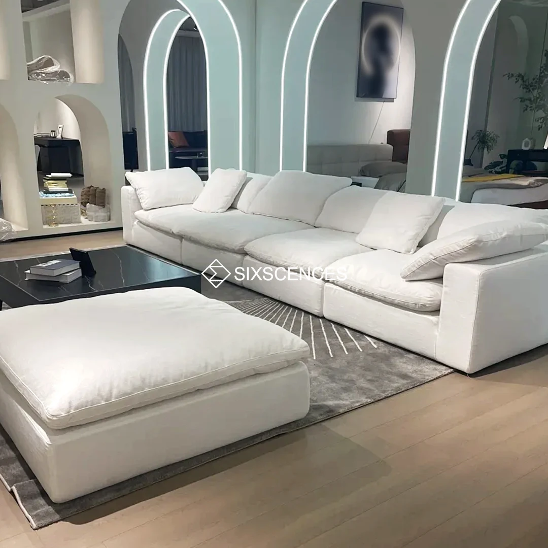 2024 High End Customized Modular Cloud Sofa Set Indoor Furniture Bedroom Luxury Segmented Sofa Set