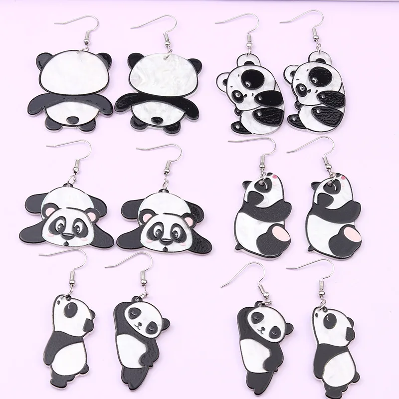 Cute giant panda earrings, earrings, fashionable acrylic relief printing, personalized stud earrings, ear jewelry, women