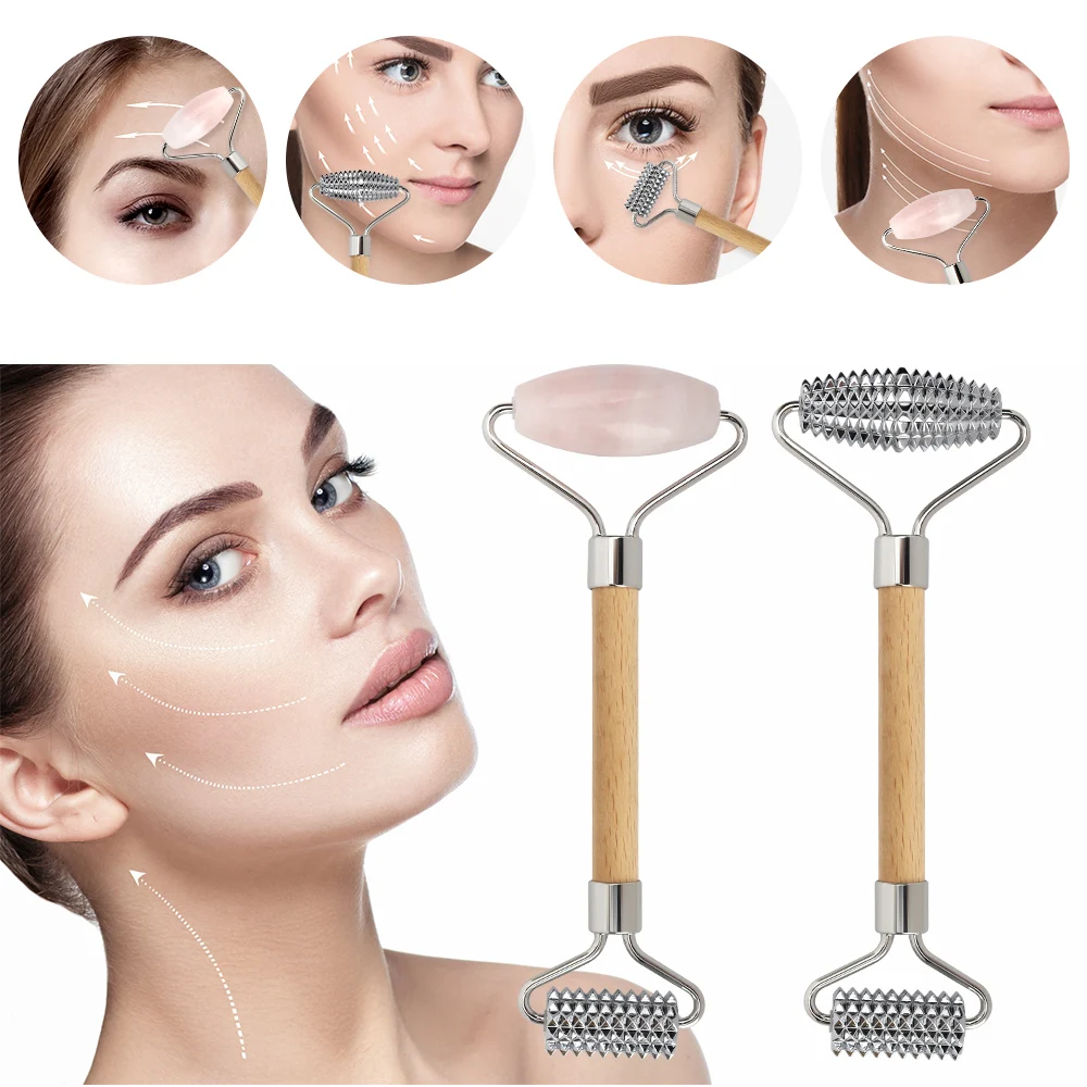 Facial Derma Roller Zinc Alloy Skin Lifting Tightening Massage Roller for Face Wrinkle Acne Removal Derma Stamp Mesotherapy Tool