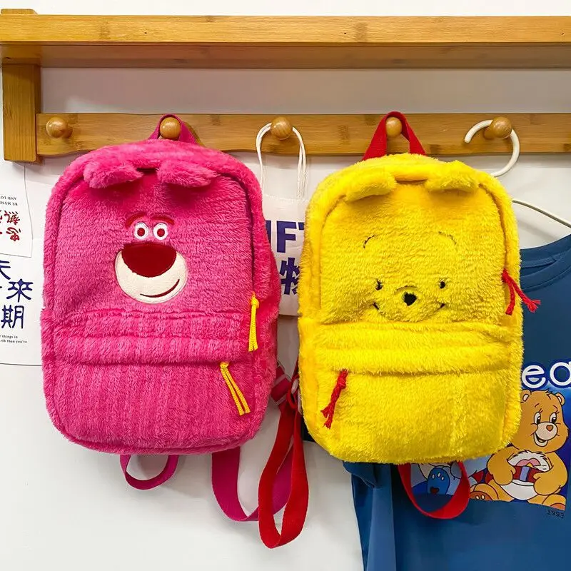 Disney Anime Winnie the Pooh Plush Backpack Kawaii Sullivan Lotso Alien Chip Dale Schoolbag Cartoon Children Plush Bag