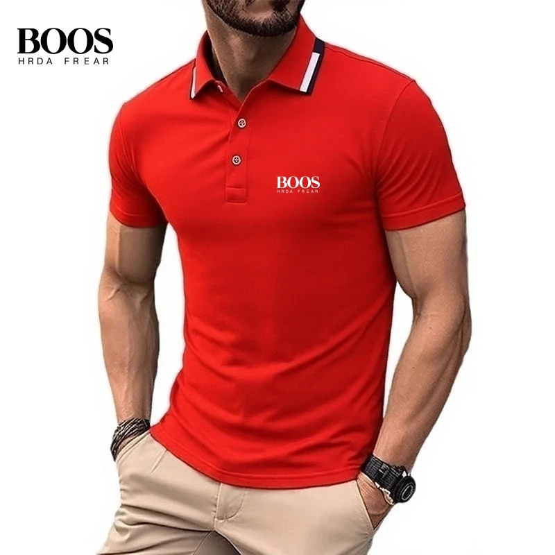 

Summer men's high-quality embroidered logo short sleeved polo shirt, new fashionable business casual breathable cool top