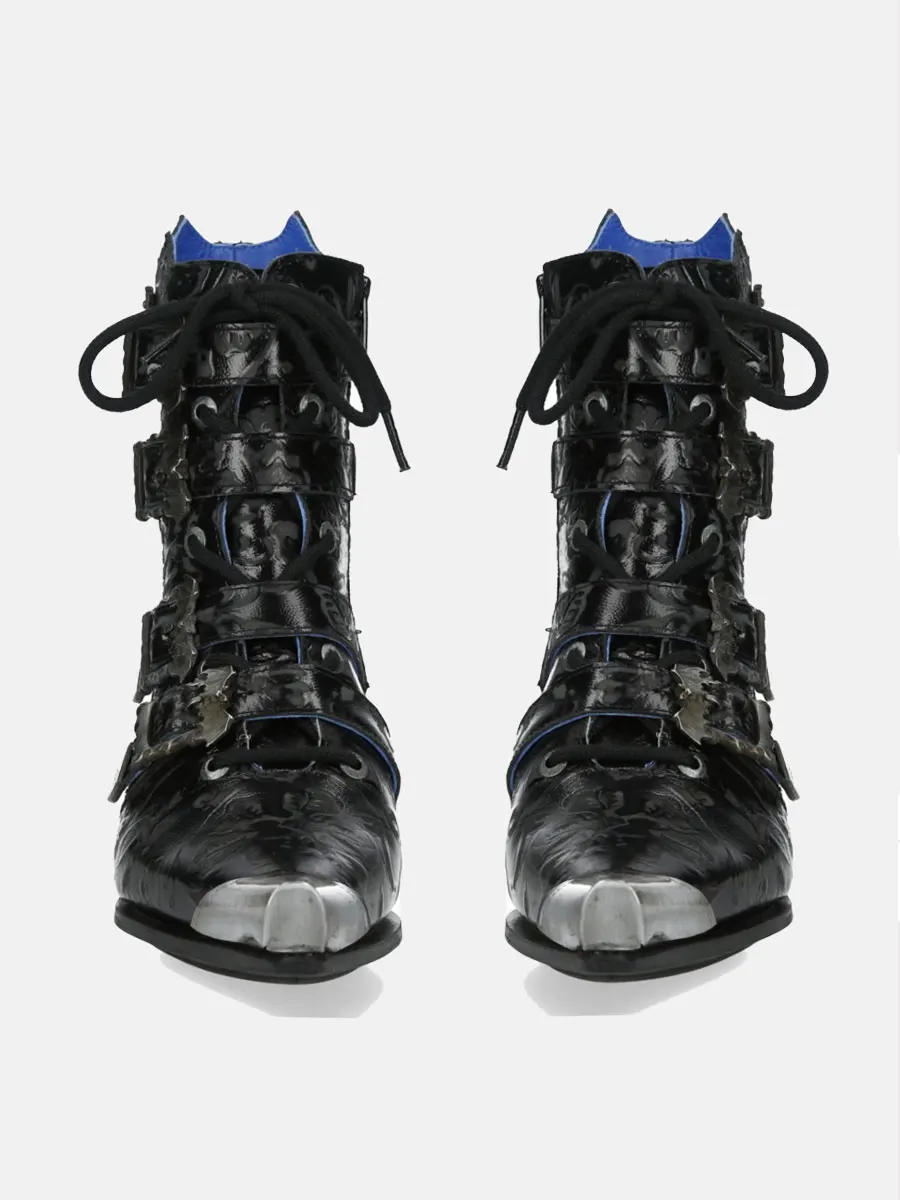 

Gothic Style Dark Avant-Garde Functional Black Platform Shoes Niche Retro Pointed Toe Ankle Height Increasing for Men and Women