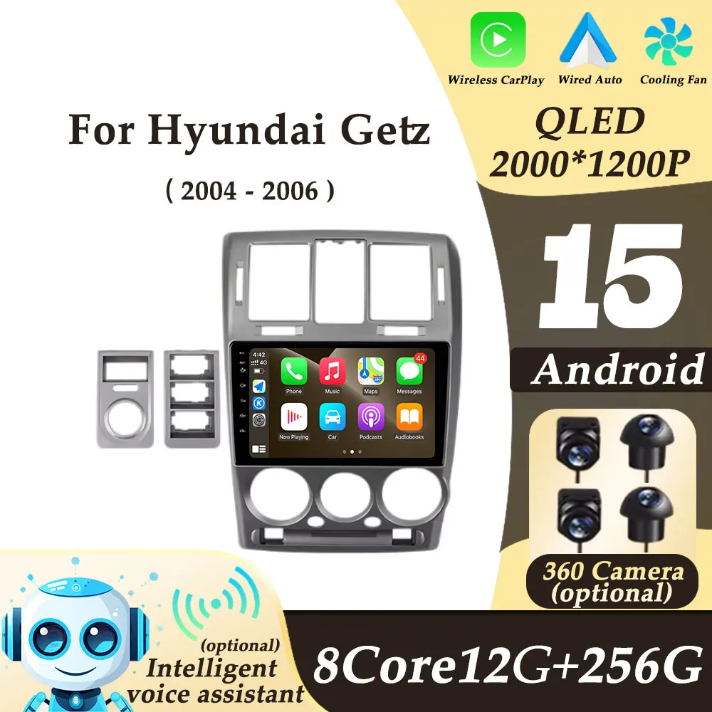 

Android 15 Wireless CarPlay Left Hand Drive for Hyundai Getz 2004-2006 Car Radio Video Multimedi Player Split Screen DSP Stereo