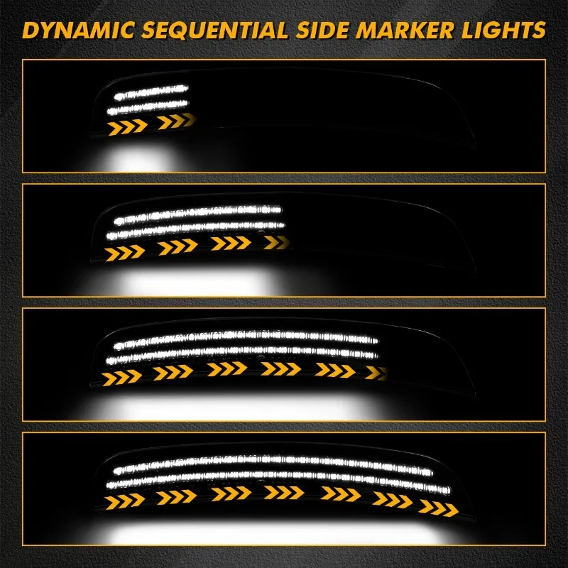 2pcs รมควันเลนส์รถด้านหน้า/ด้านหลัง LED Side MARKER Light สําหรับ Chrysler 300 300S 300C 2015-2023 แบบไดนามิกสีขาว/Amber/สีแดง