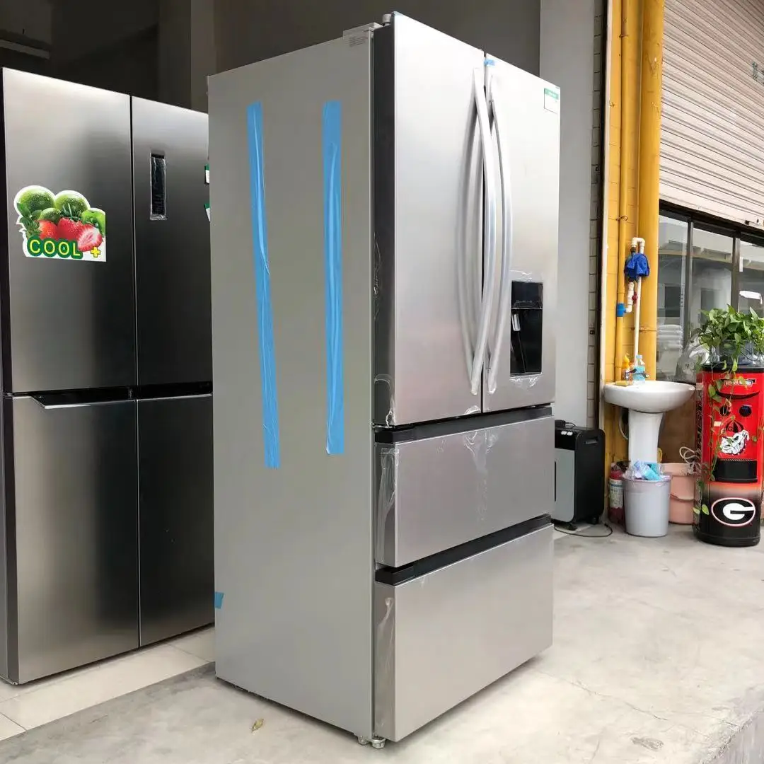 French Door Refrigerator with Water Dispenser Drawer Freezer Wind Cooling Big Size 628L Frost Free Big Home 4 Door Fridge BCD628