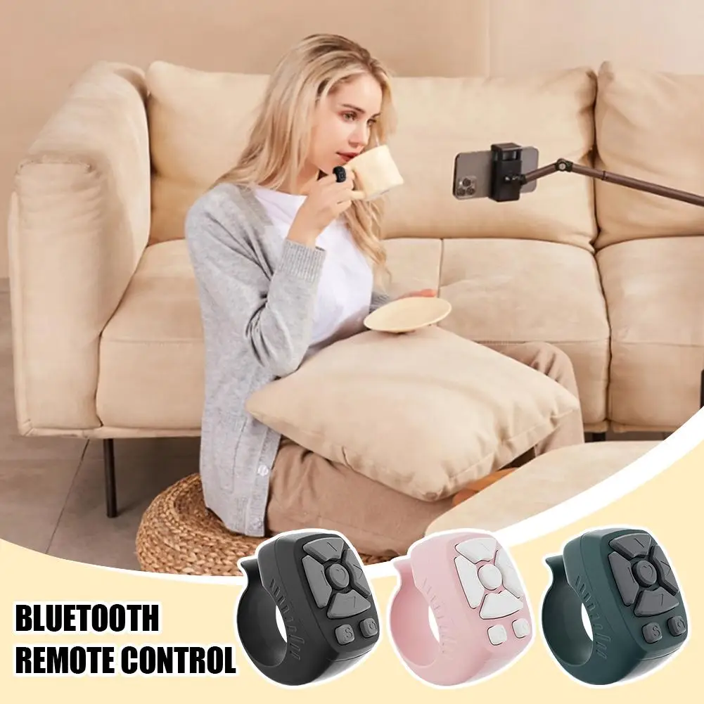 Bluetooth Remote Control for Flipping Selfie Videos Page Turning, and Browsing Fingertip Gadget for Mobile Phones 1pcs C6W5