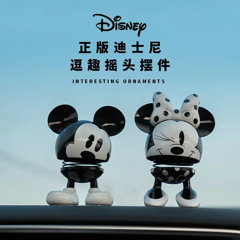 Disney animation Mickey Minnie cartoon car spring doll shaking head in the car cute ornaments creative car decoration supplies