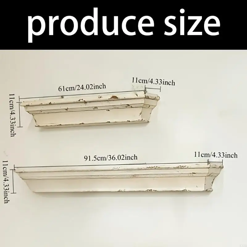 Decorative Wall Shelf White Finish Engineered Body with Trim for French Country Homes Room Display KXRE