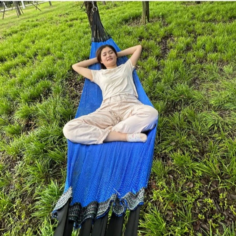 Double Hammock Canvas Cotton Hammock with Tree Straps for Patio Garden Backyard Outdoor and Camp Swing Indoor Hammock