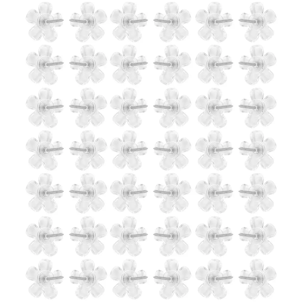

100Pcs Clear Flower Thumbtacks Premium Push Pins Reusable Office Desk Decorations Cork Board Accessories Multi